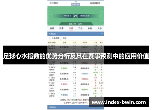 足球心水指数的优势分析及其在赛事预测中的应用价值